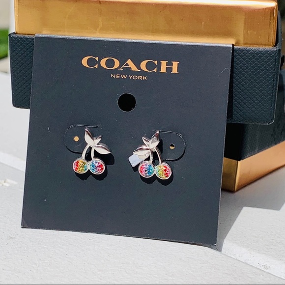 Coach Multicolor Rainbow Cherry Stud Earrings - Picture 4 of 7